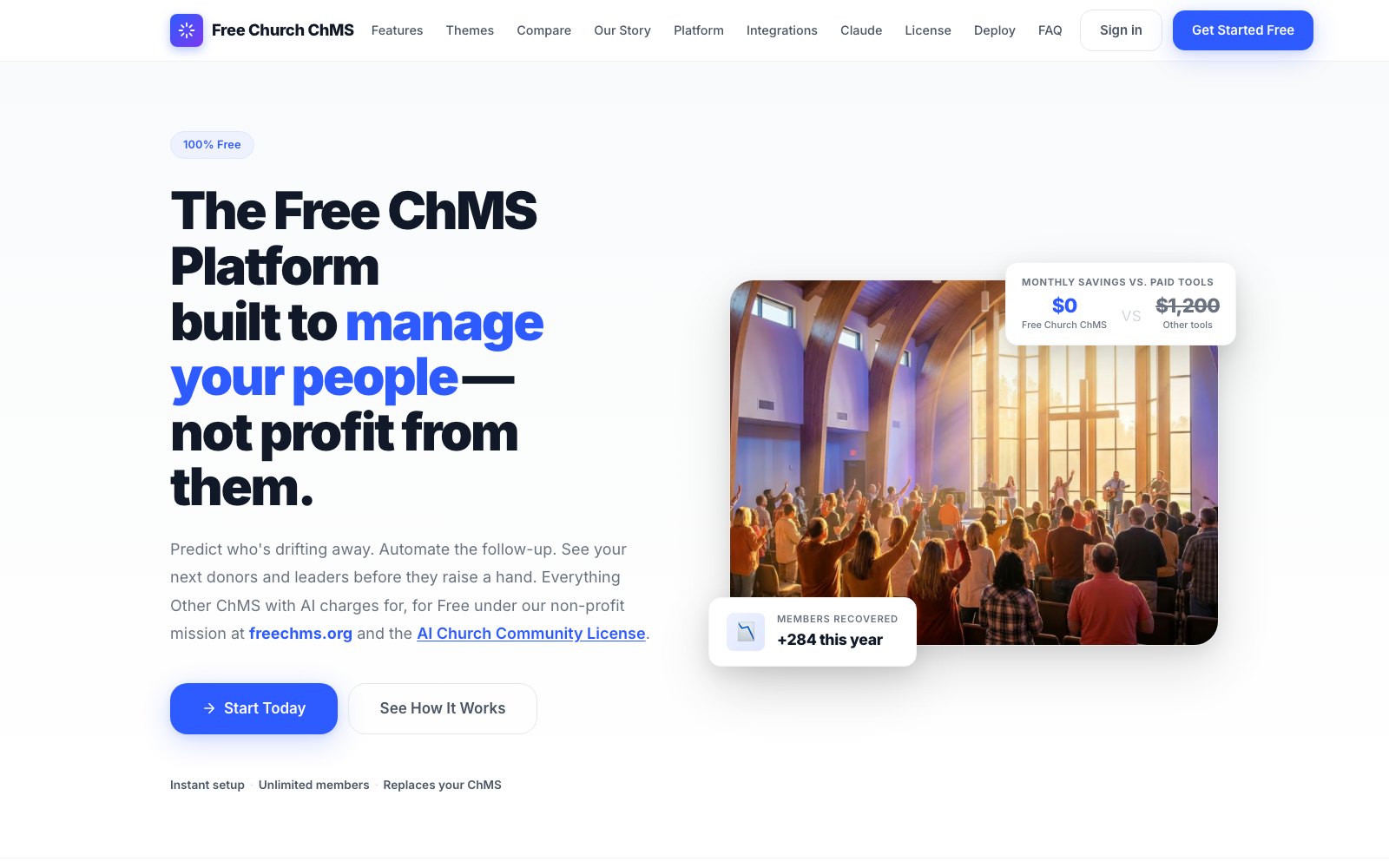 Free Church ChMS: free forever